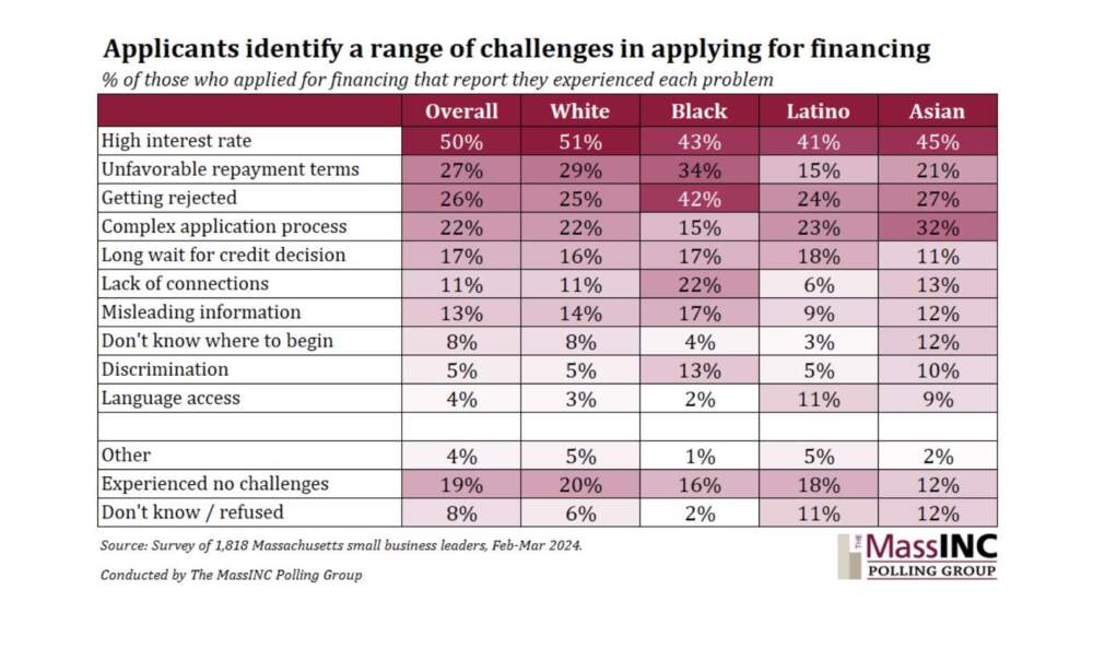 Screenshot of chart on financing challenges for small businesses.
